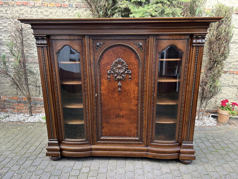 Antyczna Biblioteka Witryna Kredens Szafa Antyk Uniakt Po Renowacji