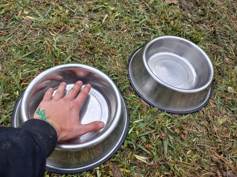 2 comedouros em inox, para cães (agua e comida