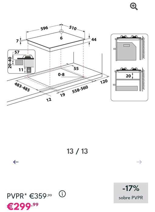 Placa a gás de vidro Nova..
