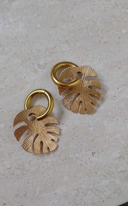 Piękne kolczyki kolorowy liść + złoto