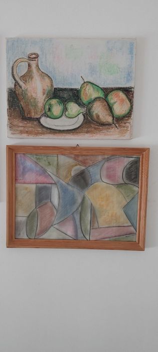 Quadros ,pintura a pastel sobre tela e sobre cartão