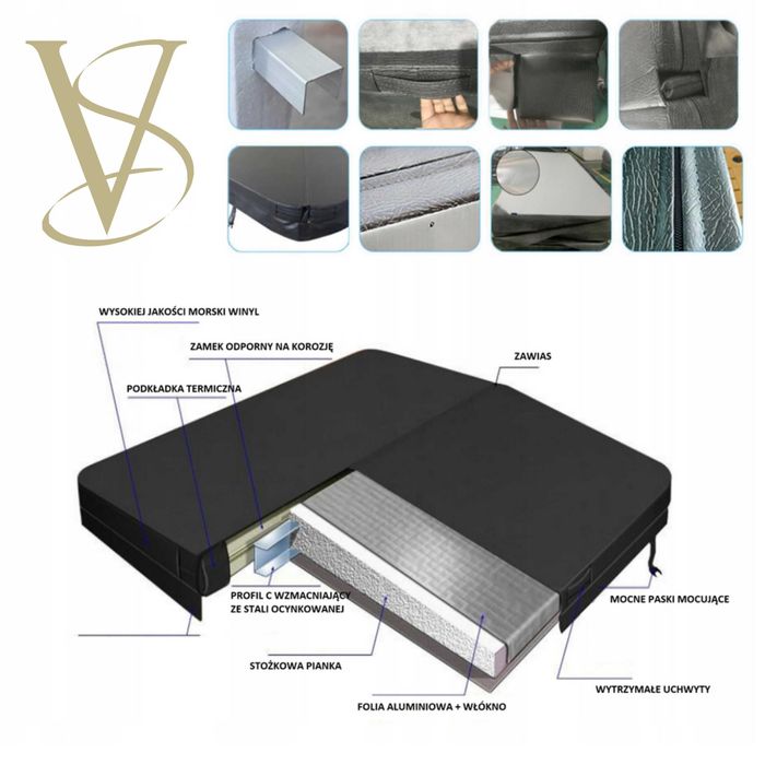 Pokrywa Termiczna do Balii Ogrodowej, Jacuzzi Grafit Okrągła 225cm