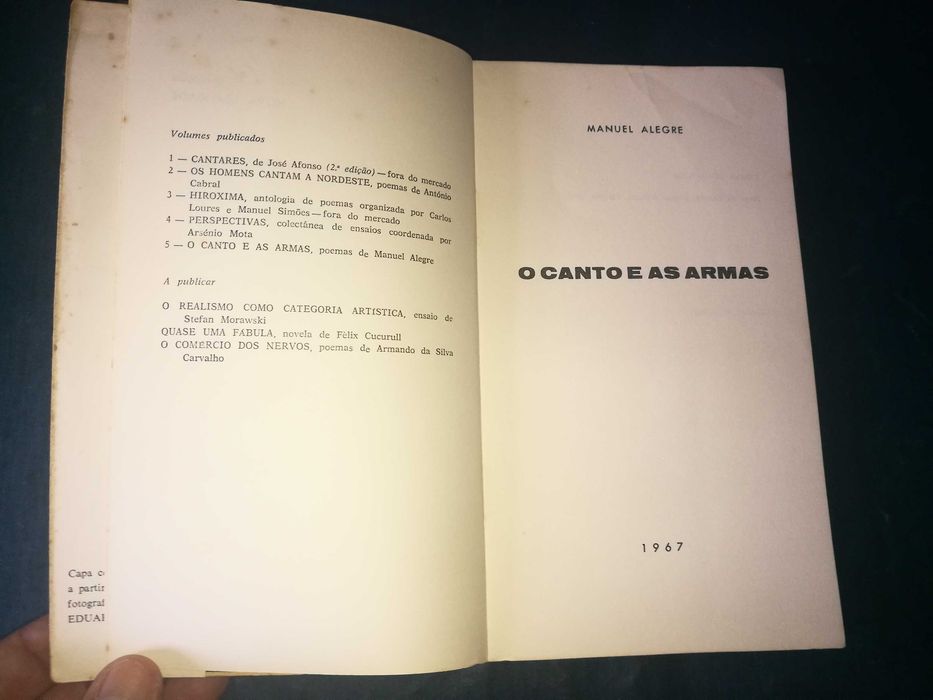 Canto e as armas — Manuel Alegre (livro censurado RARO)