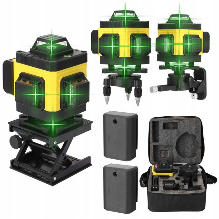 Laser Krzyżowy Poziomica Laserowa 4D+Statyw 118CM Samopoziomująca HIT