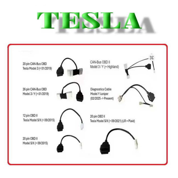 TESLA Переходники OBD2 на 12-20-26 PIN и Enet  Model S-S/X-3/Y с 2013 и по 2025 год