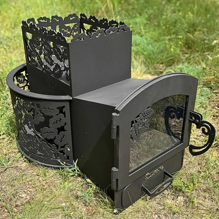 Дровяная печь для парной "Каменка" модель №3 (с выносом, со стеклом)