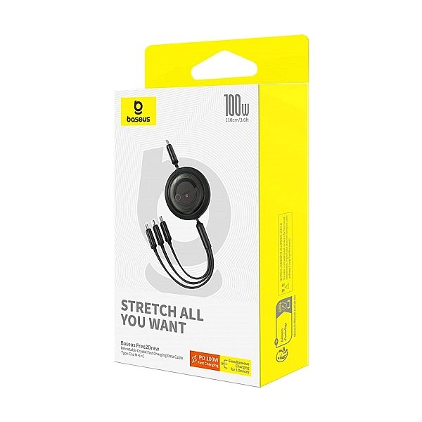 Kabel Baseus Free2Draw CB zwijany USB-C - Lightning / USB-C / micro US