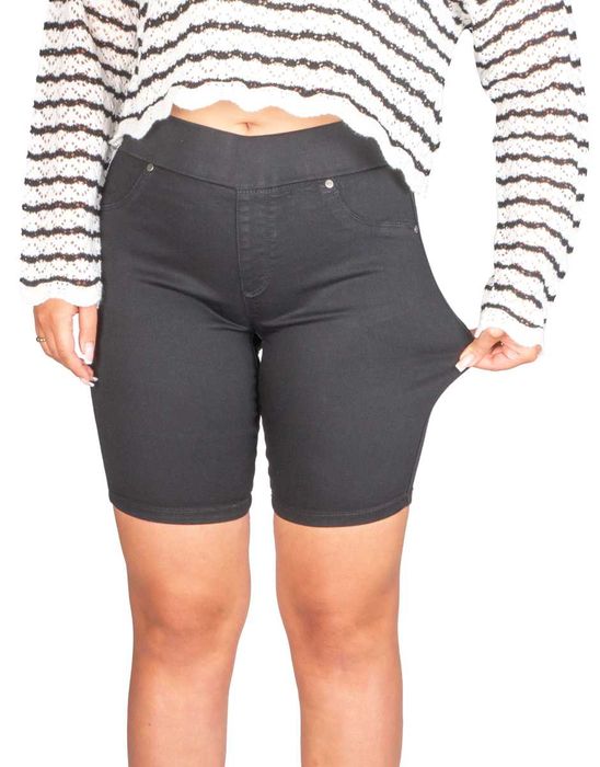 Spodenki Damskie Jeansowe FIRI elastyczne na gumie Czarne 44