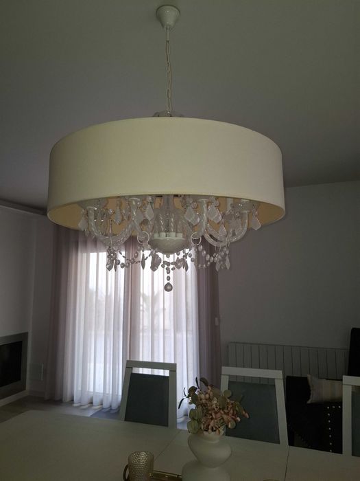 Candeeiro pendente com cristais estilo vintage