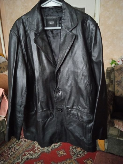 Кожаный мужской пиджак осень весна а отличном состоянии