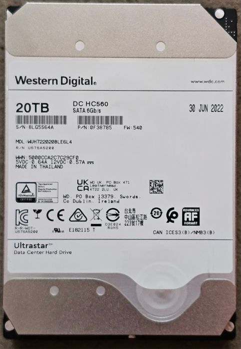 Жорсткий диск HDD Western Digital 20TB.