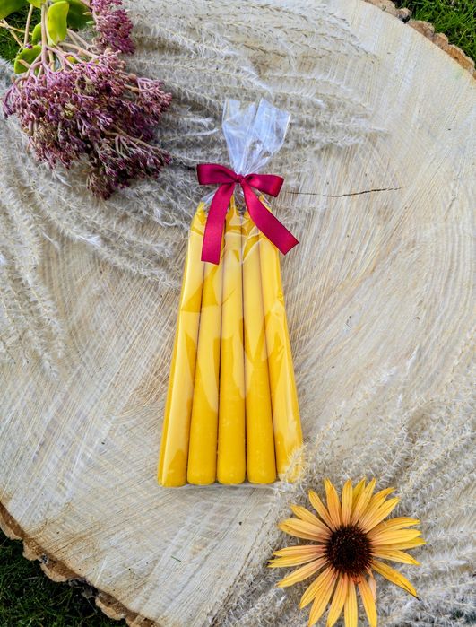 Świeczka PROSTA 5 sztuk z naturalnego wosku pszczelego