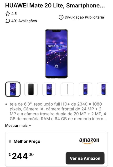 Huawei mate 20 preto