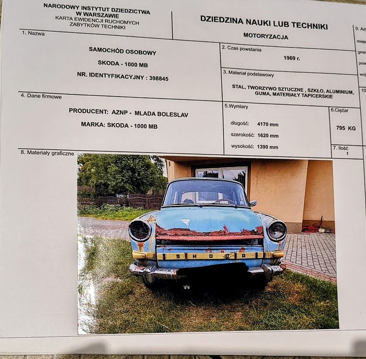Skoda 1000 mb 1969 rok