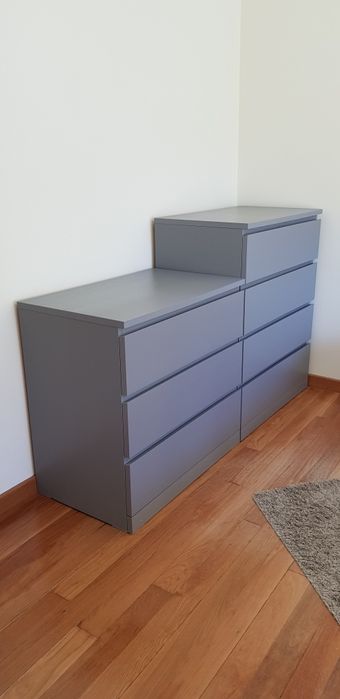 Comodas Malm cinzentas Ikea