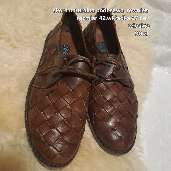 Pantofle brazowe skóra pleciona roz 42