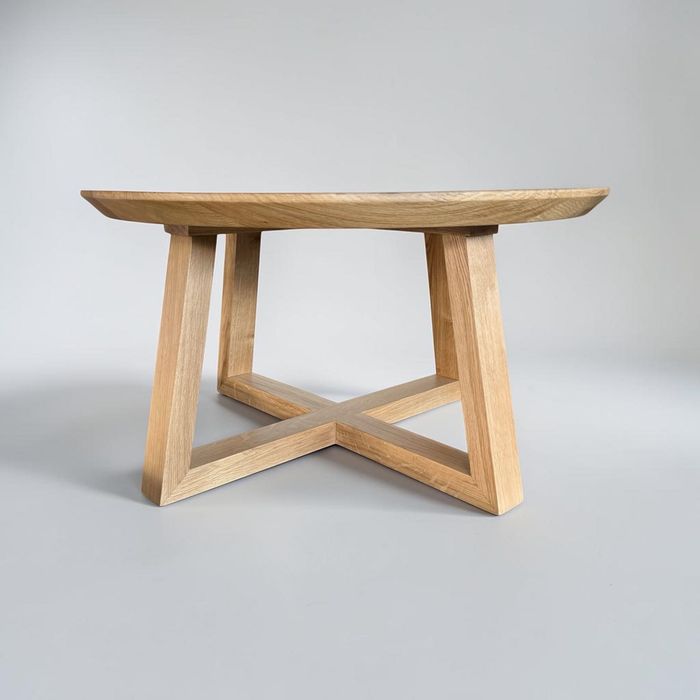 Stół dębowy okrągły premium w stylu japandi lite drewno fi100 gr.4cm OAKLINE - Producent wysoka jakość