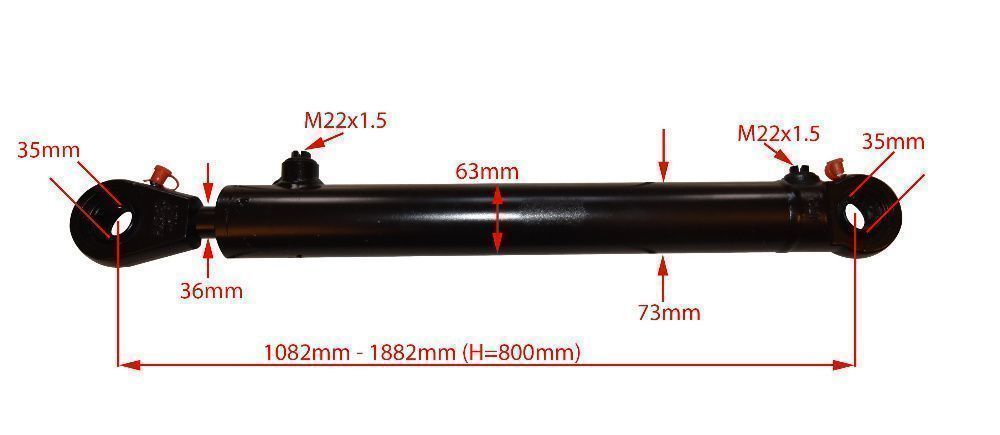 Siłownik Hydrauliczny CYLINDER CJ2F 63x36 SKOK 800 Dwustronny [1457]
