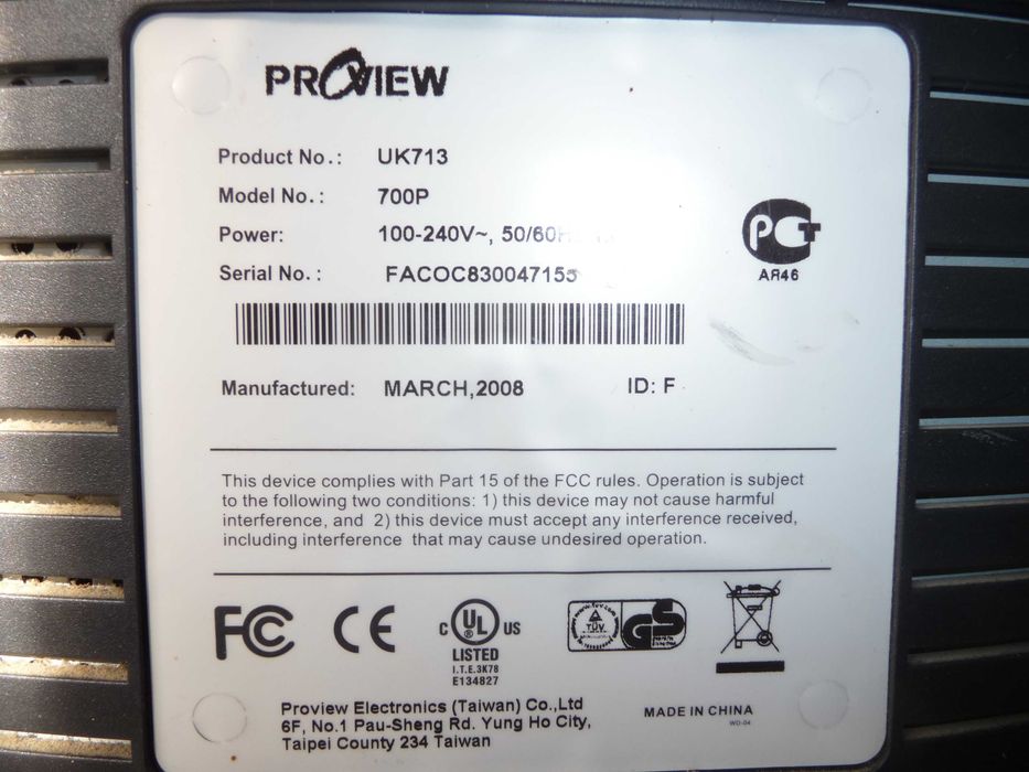 Proview UK713 700P LCD-монітор комп'ютерний несправний