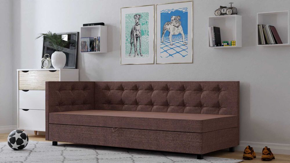 Tapczan jednoosobowy z pojemnikiem 80x195 sofa do spania producent