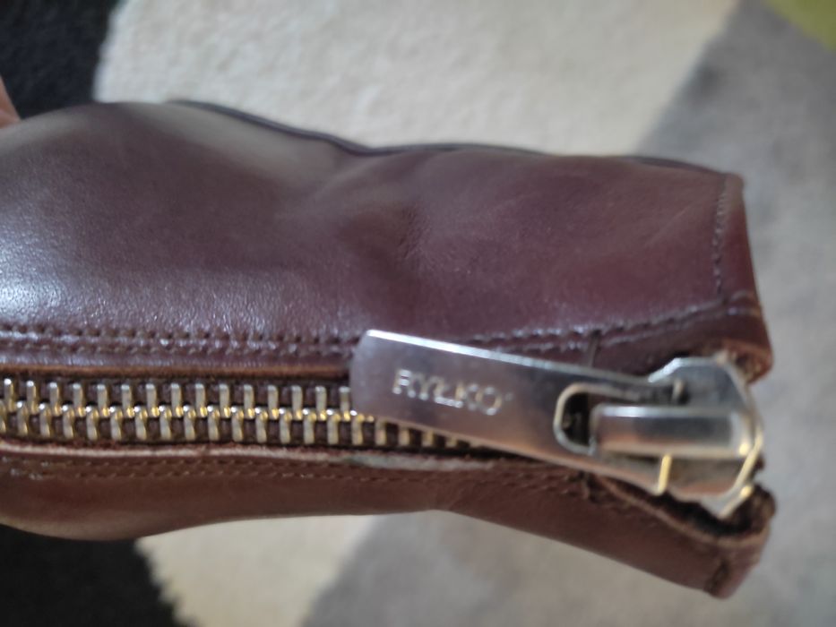 Skórzane Bordowe zasuwane botki Ryłko 35