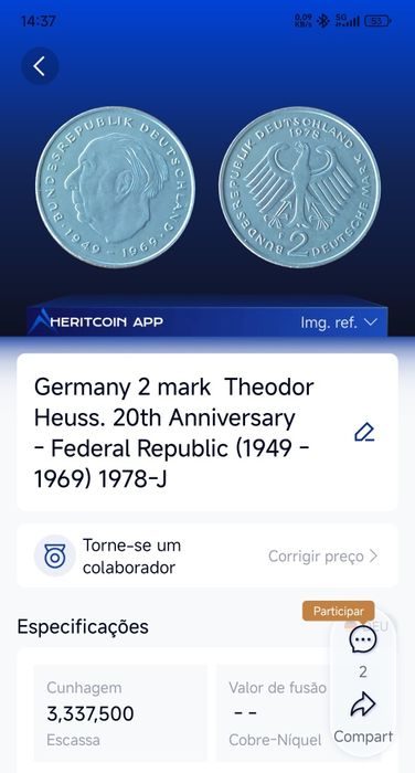 Moeda antiga de Alemanha