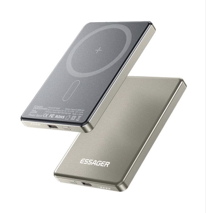Essager Thin Wireless Power Bank MagSafe 20W 5000mAh, Колір Natural Titanium