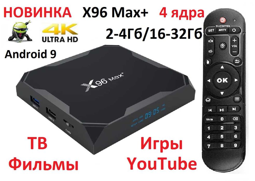 ТВ приставка X96 Max+ plus Ultra 4 ядра 4-32/64Гб Android 11 СМАРТ ТВ
