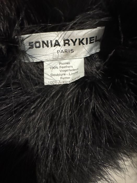 Вінтажний чорний палантин sonia rykiel із натурального пір'я страуса