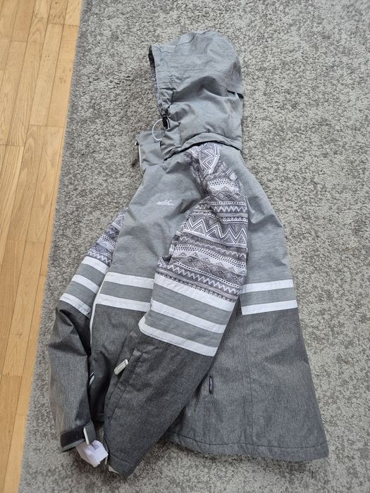 Kurtka narciarska snowboard jak nowa szara M zimowy print damska