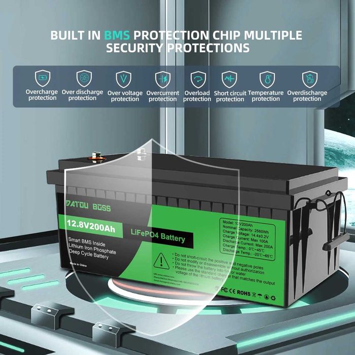 Акумулятор DATOUBOSS 12V 200Ah LiFePO4 с BMS 200A