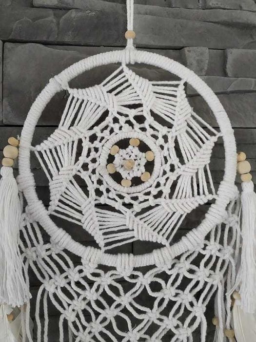 Łapacz snów biały haftowany 75 cm Indonezja