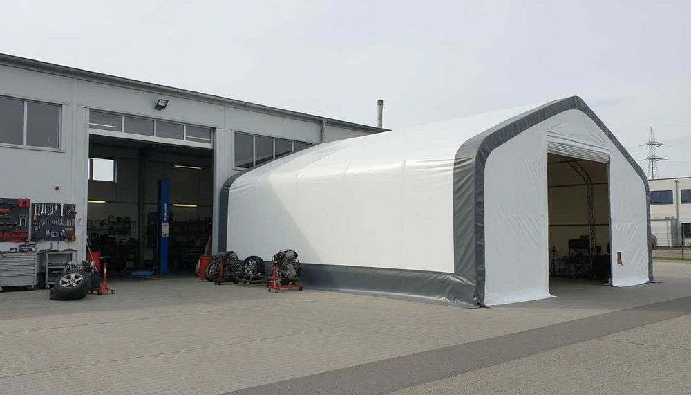 Hala Namiotowa skośna 12,2x18,3m H 6,4m magazyn wiata zadaszenie FV