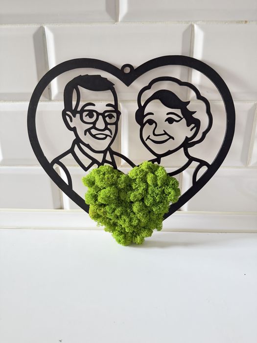 Dekoracja ścienna z chrobotkiem – Dla Kochanych Dziadków