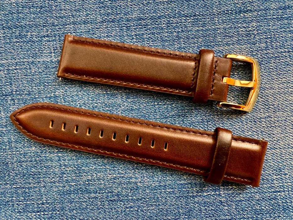 Коричневый кожаный ремешок 21 мм.