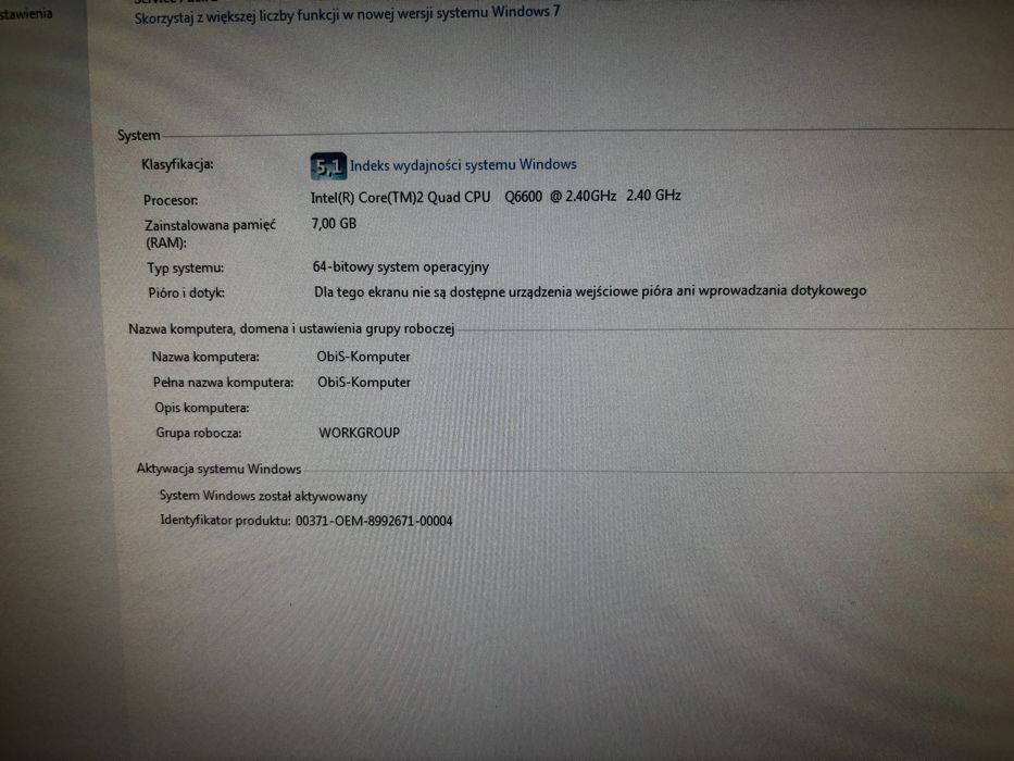 Zestaw komputer monitor klawiatura myszka