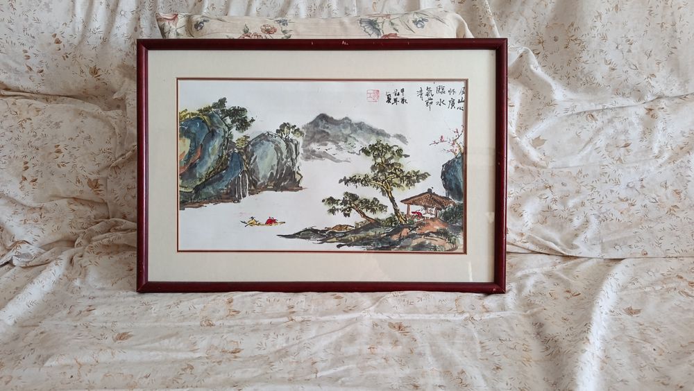 Pintura a tinta da china,pintada pelos proprios  artistas chineses