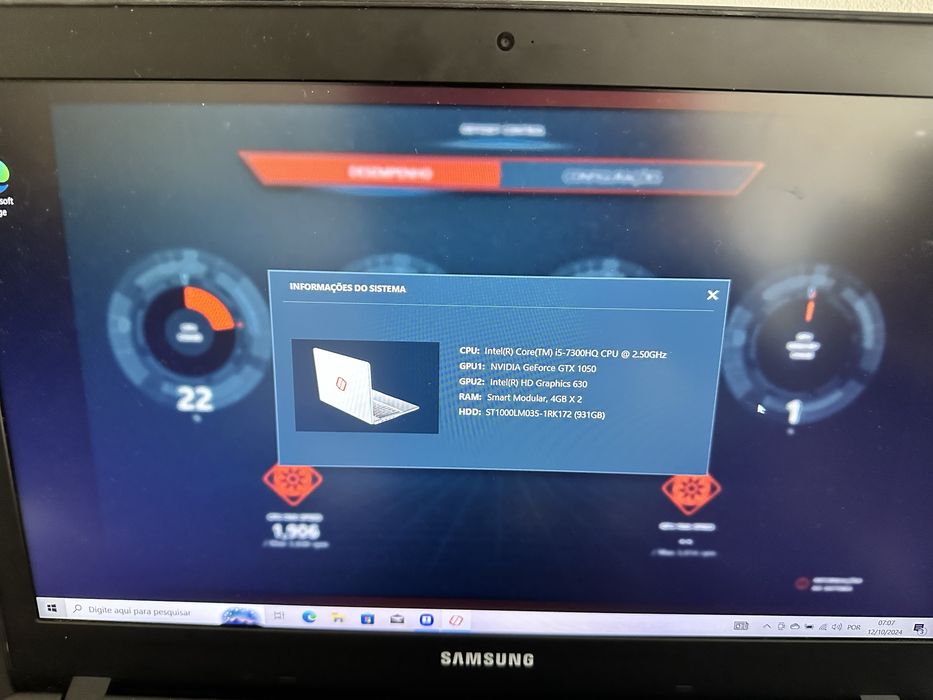 Samsung Odyssey 15 polegadas geforce gtx1050 HD 1 Tera 4GB RAM