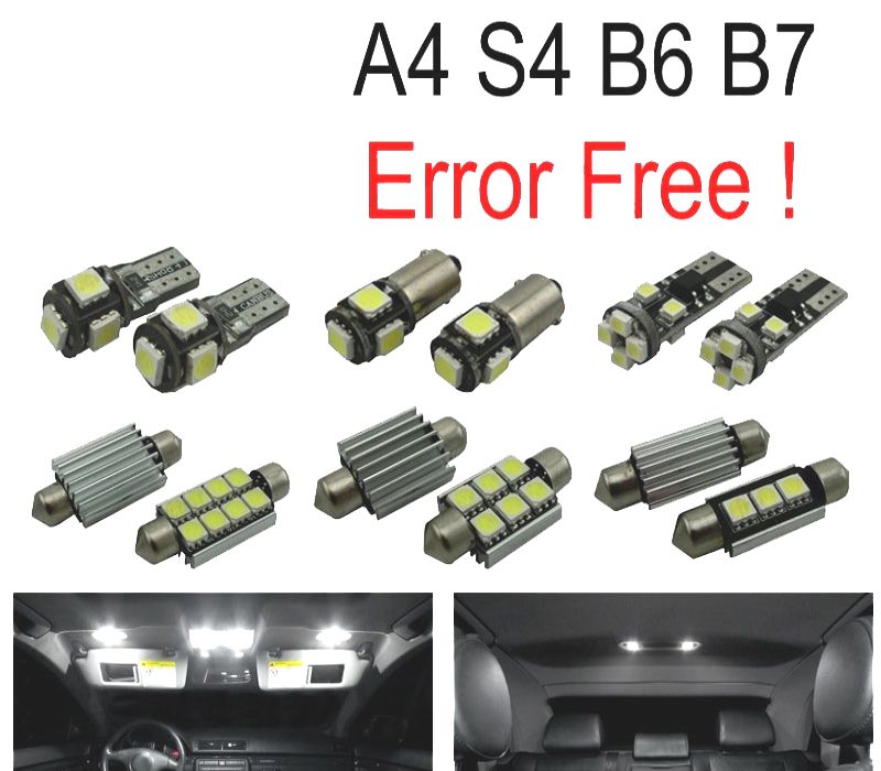 KIT COMPLETO DE 18 LÂMPADAS LED INTERIOR AUDI A4 S4 B6 B7 2002-2008