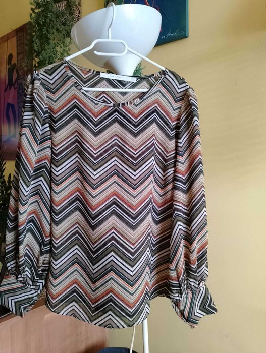 bluzka beż brąz zielona ruda wzór *Costa&Mani* 42/44 XL/XXL