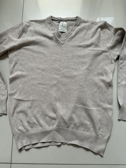 Sweter w serek Tom Tailor beżowy rozmiar M