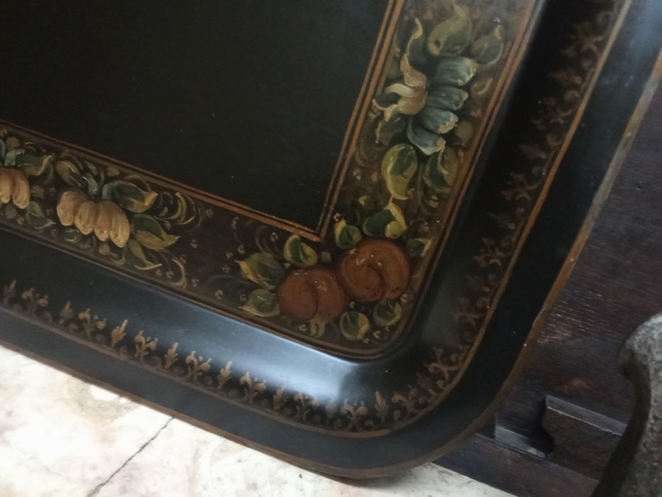 Tabuleiro antigo (chapa) pintado a óleo