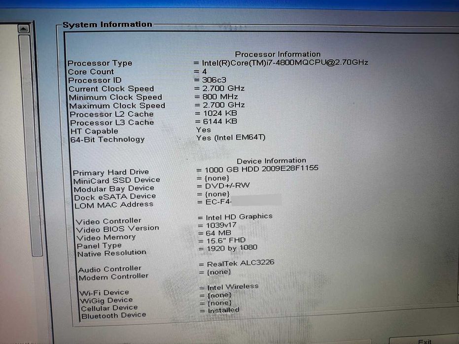 DELL Latitude E6540 - Core i7 4810MQ, ATi  Radeon HD 8790M, 16 GB RAM, 1 TB SSD + zasilacz