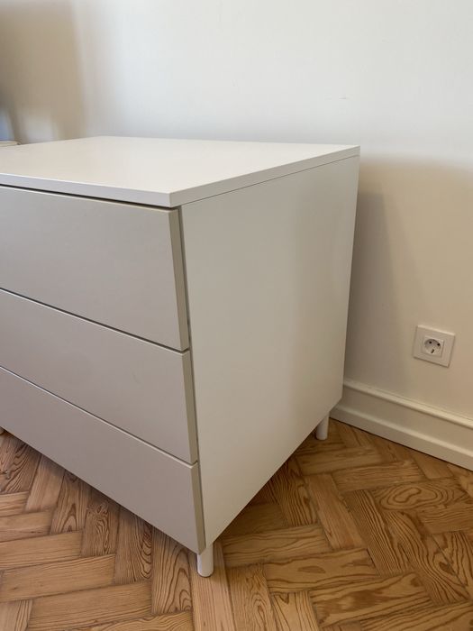 Comoda 3 gavetas cinza/branca
