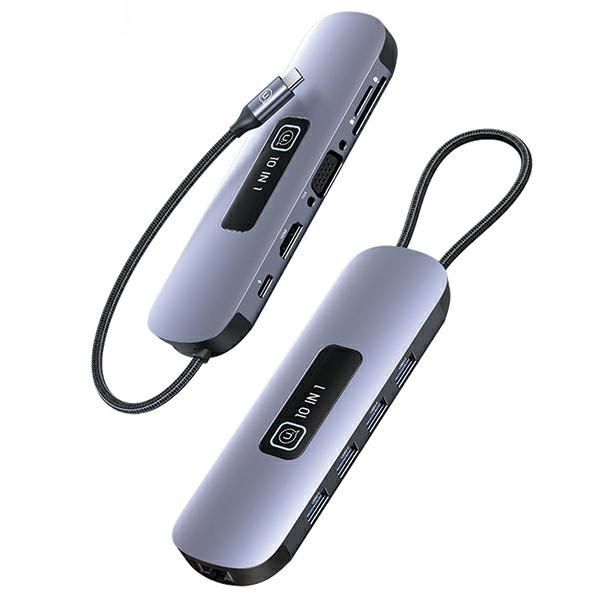 USAMS Adapter HUB 10w1 3xUSB 3.0/TF/SD/USB-C/HDMI/RJ45/VGA PD100W