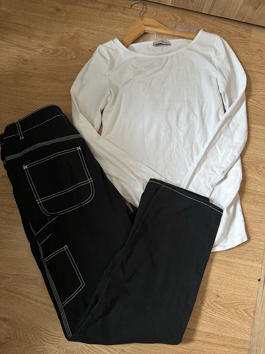 Набір одягу лук жіночі джинси палаццо + базовий лонг М-Л