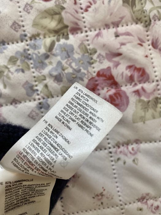 Granatowy zimowy ciepły sweter gruby S 36 M 38 white stuff 80% wełna