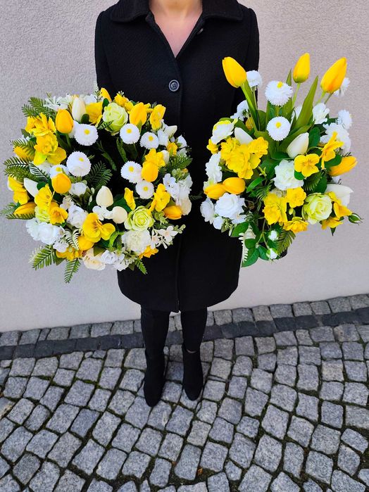 Komplet wiosenny na grób,cmentarz,pomnik,kompozycja nagrobna,wiązanka