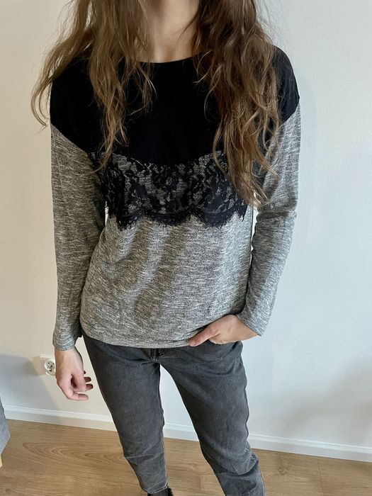 Elegancka szara bluzka z długim rękawem Sinsay M