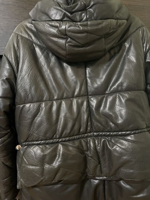 Кожаный пуховик ,куртка